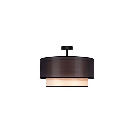 Duolla - Πλαφονιέρα οροφής WOOD BOHO 1xE27/15W/230V διάμετρος 45 cm μαύρο/μπεζ