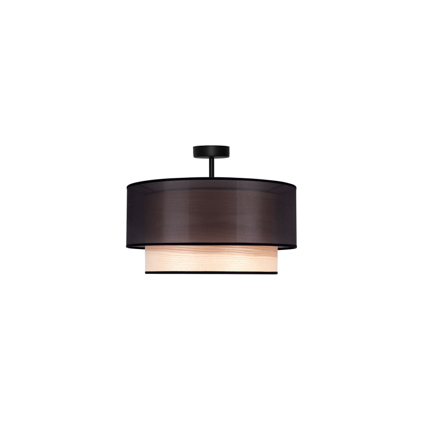 Duolla - Πλαφονιέρα οροφής WOOD BOHO 1xE27/15W/230V διάμετρος 45 cm μαύρο/μπεζ