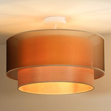 Duolla - Πλαφονιέρα οροφής WOOD BOHO 1xE27/15W/230V διάμετρος 45 cm χαλκός/μπεζ