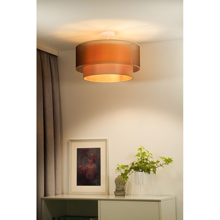 Duolla - Πλαφονιέρα οροφής WOOD BOHO 1xE27/15W/230V διάμετρος 45 cm χαλκός/μπεζ