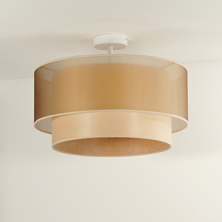 Duolla - Πλαφονιέρα οροφής WOOD BOHO 1xE27/15W/230V διάμετρος 45 cm χαλκός/μπεζ