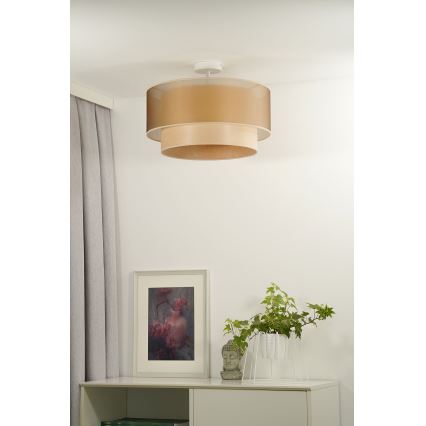 Duolla - Πλαφονιέρα οροφής WOOD BOHO 1xE27/15W/230V διάμετρος 45 cm χαλκός/μπεζ