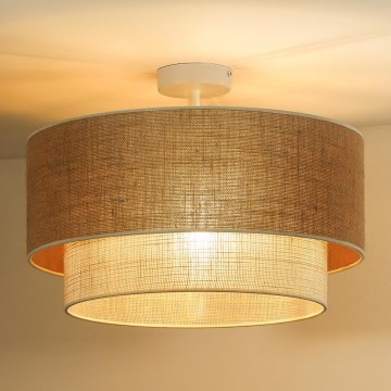 Duolla - Πλαφονιέρα οροφής YUTE BOHO 3xE27/15W/230V διάμετρος 60 cm καφέ/κρεμ