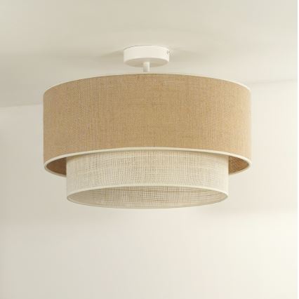 Duolla - Πλαφονιέρα οροφής YUTE BOHO 3xE27/15W/230V διάμετρος 60 cm καφέ/κρεμ