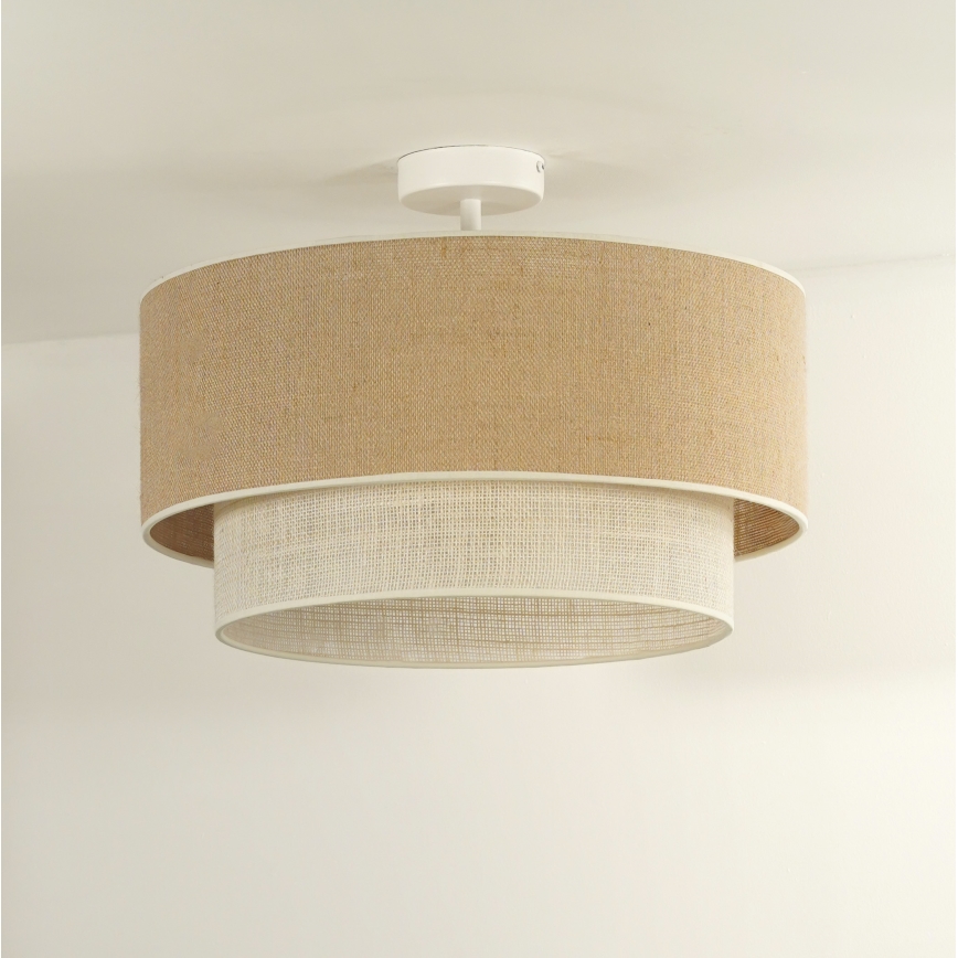 Duolla - Πλαφονιέρα οροφής YUTE BOHO 3xE27/15W/230V διάμετρος 60 cm καφέ/κρεμ