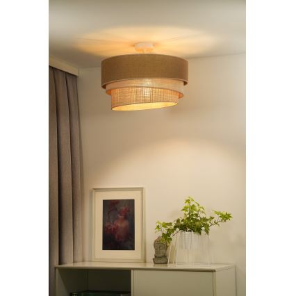 Duolla - Πλαφονιέρα οροφής YUTE TRIO 3xE27/15W/230V διάμετρος 60 cm καφέ/γκρι/μπεζ