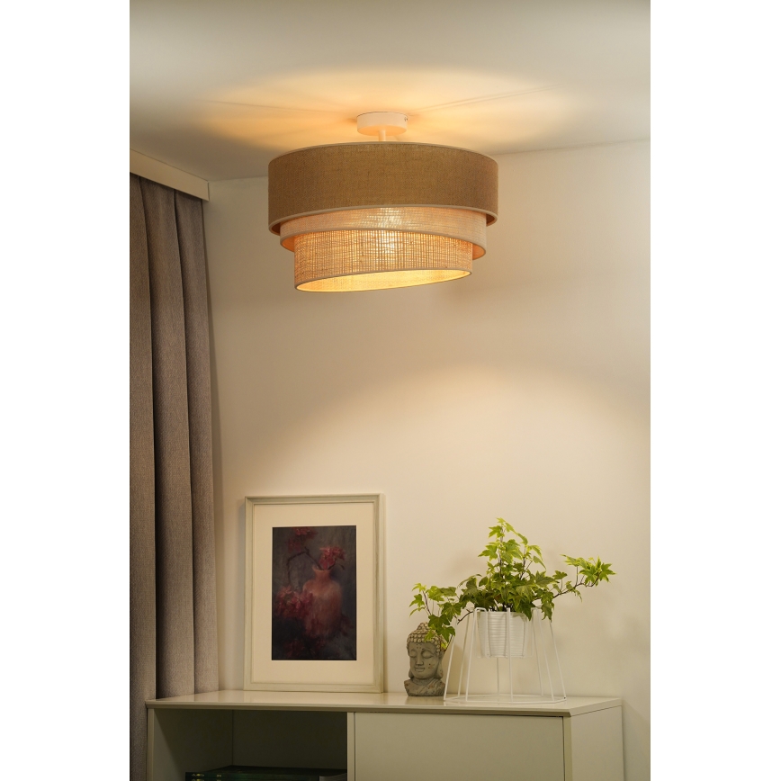 Duolla - Πλαφονιέρα οροφής YUTE TRIO 3xE27/15W/230V διάμετρος 60 cm καφέ/γκρι/μπεζ