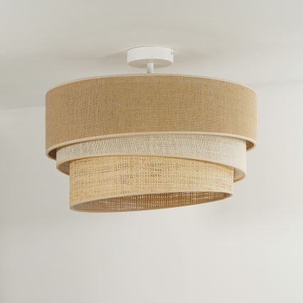 Duolla - Πλαφονιέρα οροφής YUTE TRIO 3xE27/15W/230V διάμετρος 60 cm καφέ/γκρι/μπεζ