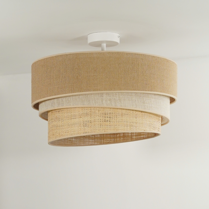 Duolla - Πλαφονιέρα οροφής YUTE TRIO 3xE27/15W/230V διάμετρος 60 cm καφέ/γκρι/μπεζ