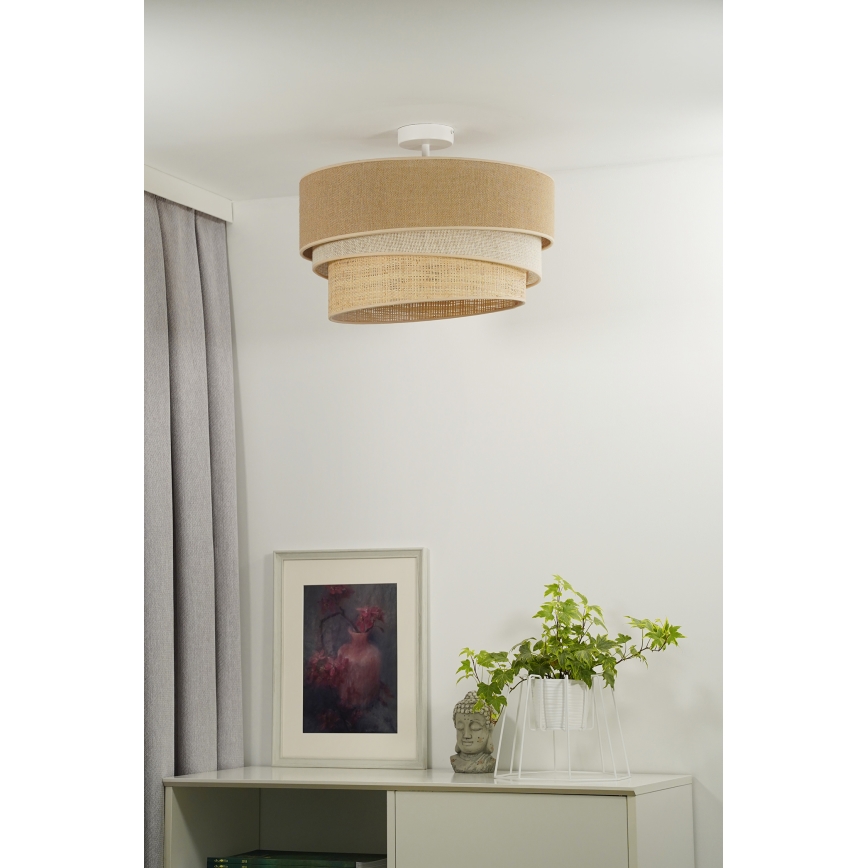 Duolla - Πλαφονιέρα οροφής YUTE TRIO 3xE27/15W/230V διάμετρος 60 cm καφέ/γκρι/μπεζ