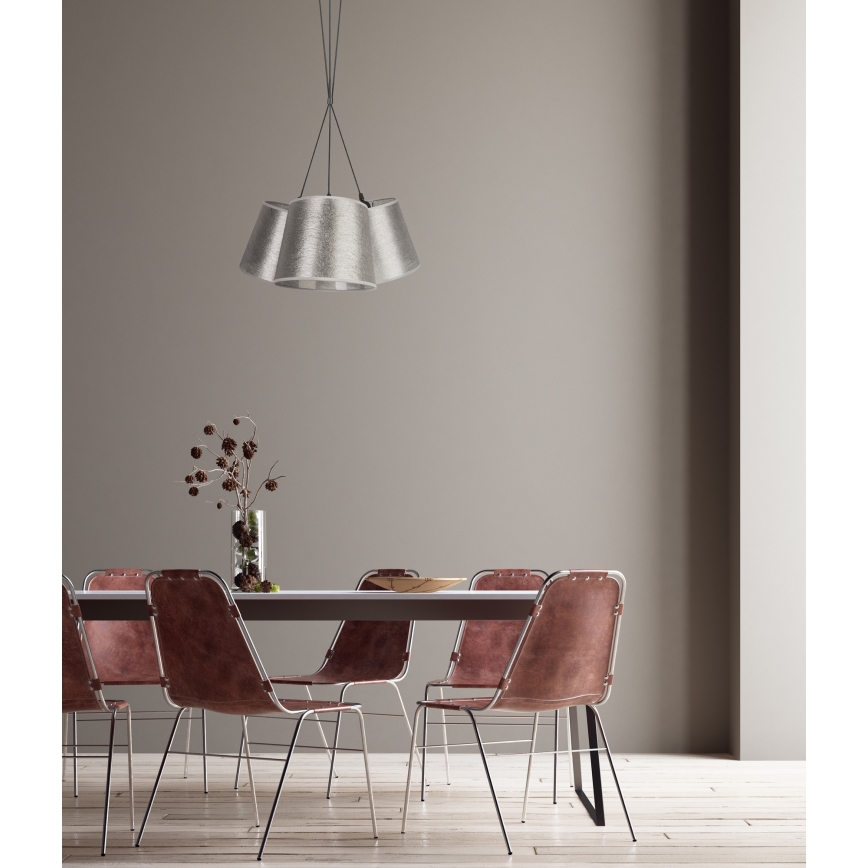 Duolla - Πολύφωτο κρεμαστό ROSSA 3xE27/40W/230V ασημί