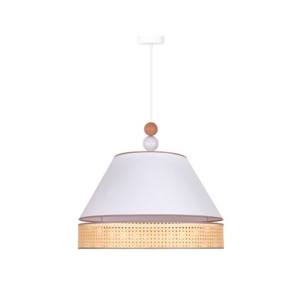 Duolla - Πολύφωτο με συρματόσχοινο AVIGNON 1xE27/15W/230V διάμετρος 50 cm λευκό/καλάμι rattan