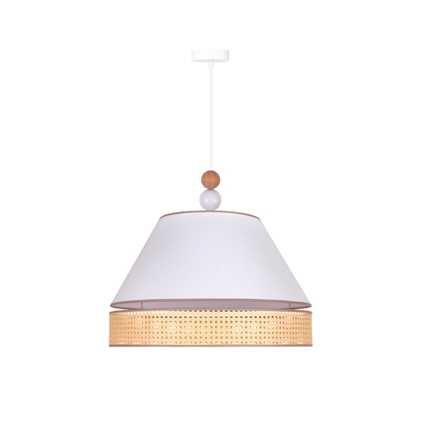Duolla - Πολύφωτο με συρματόσχοινο AVIGNON 1xE27/15W/230V διάμετρος 50 cm λευκό/καλάμι rattan