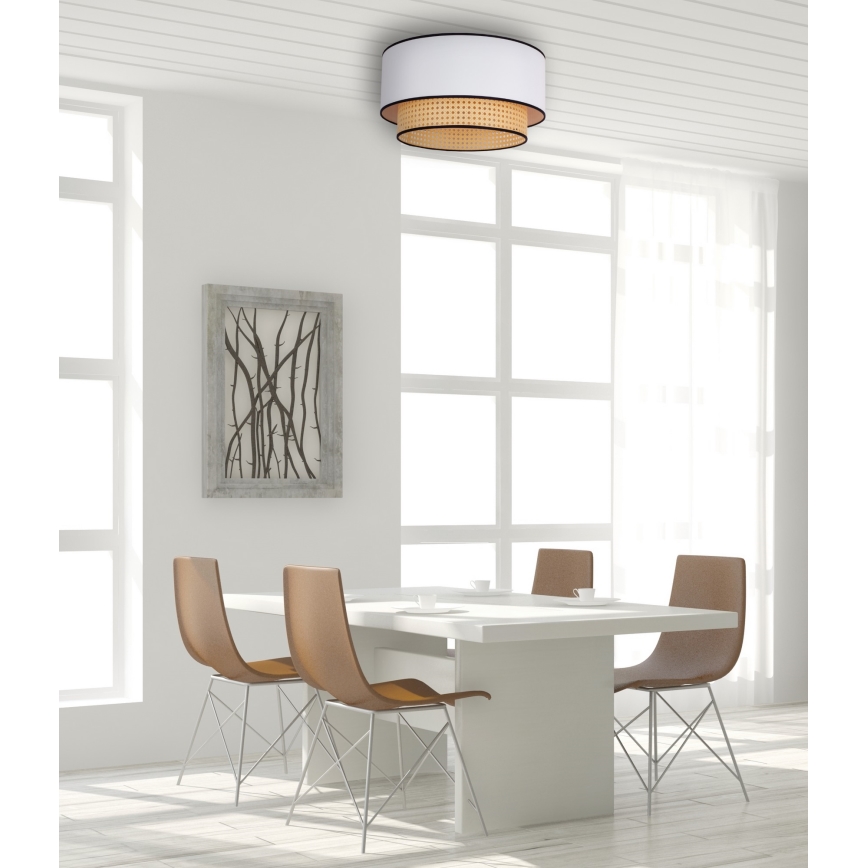 Duolla - Φωτιστικό οροφής BOHO 1xE27/15W/230V διάμετρος 45 cm λευκό/rattan