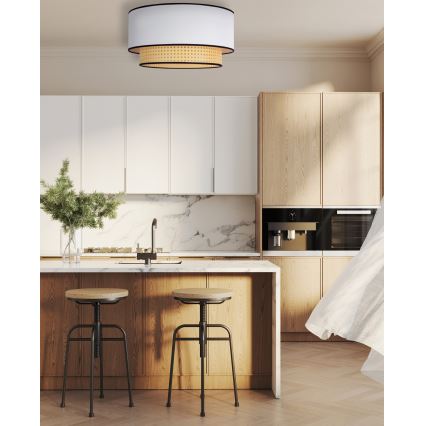 Duolla - Φωτιστικό οροφής BOHO 1xE27/15W/230V διάμετρος 45 cm λευκό/rattan