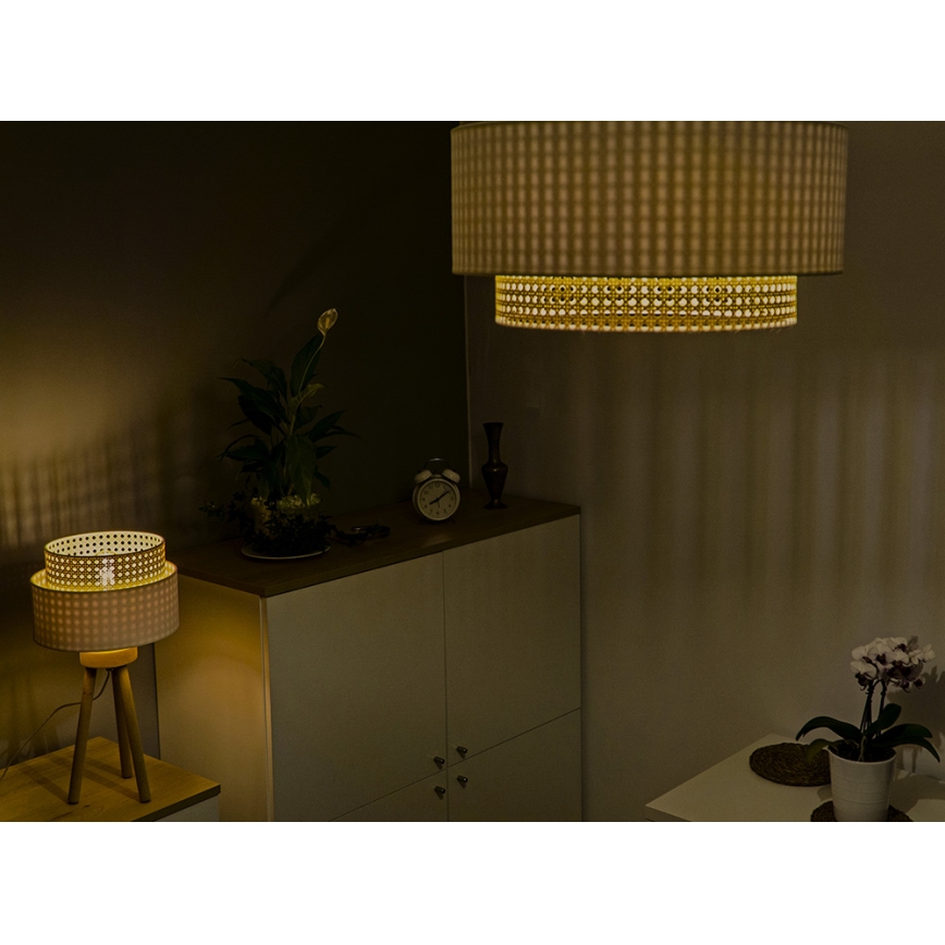 Duolla - Φωτιστικό οροφής BOHO 3xE27/15W/230V διάμετρος 60 cm κρεμώδης/καλάμι rattan