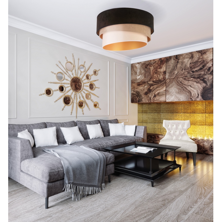 Duolla - Φωτιστικό οροφής DEVON 1xE27/40W/230V διάμετρος 45 cm μαύρο/μπεζ