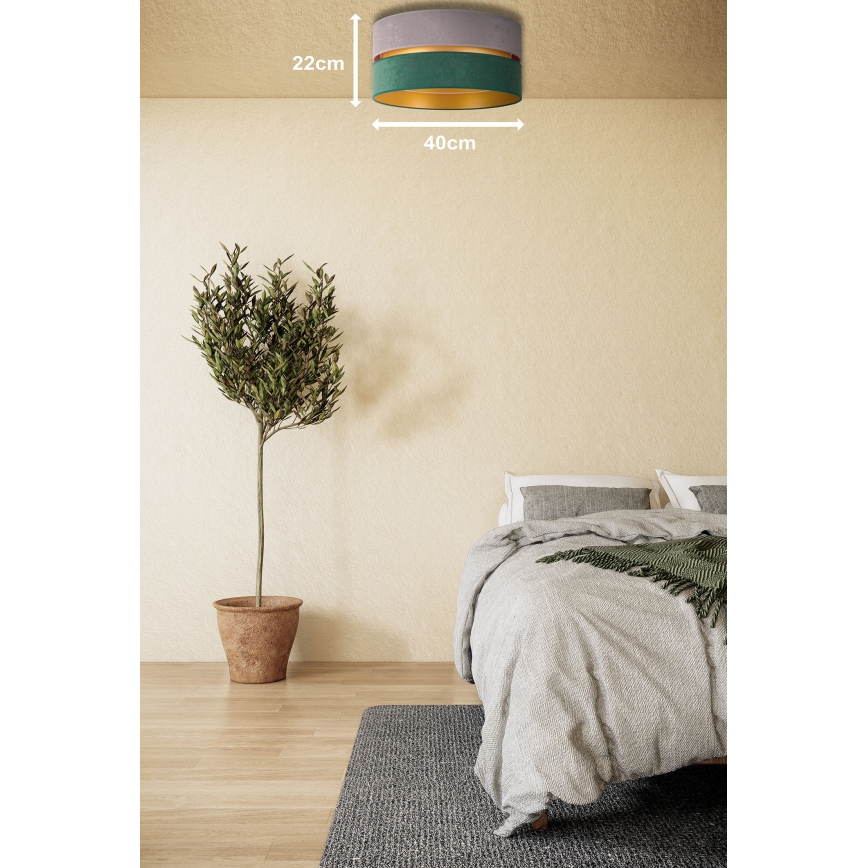 Duolla - Φωτιστικό οροφής DUO 1xE27/15W/230V διάμετρος 40 cm γκρι/πράσινο/χρυσό