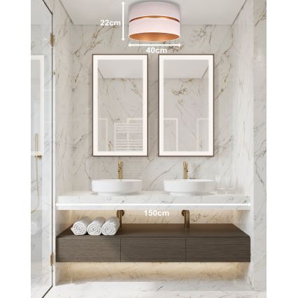 Duolla - Φωτιστικό οροφής DUO 1xE27/15W/230V διάμετρος 40 cm μπεζ/χρυσό
