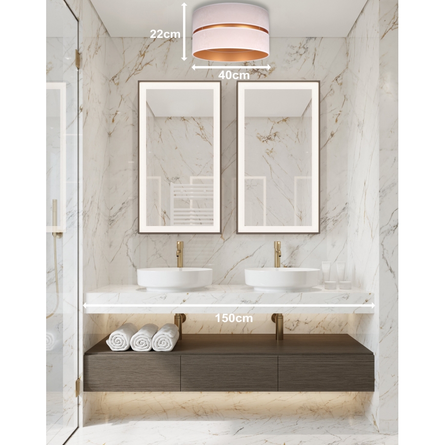 Duolla - Φωτιστικό οροφής DUO 1xE27/15W/230V διάμετρος 40 cm μπεζ/χρυσό