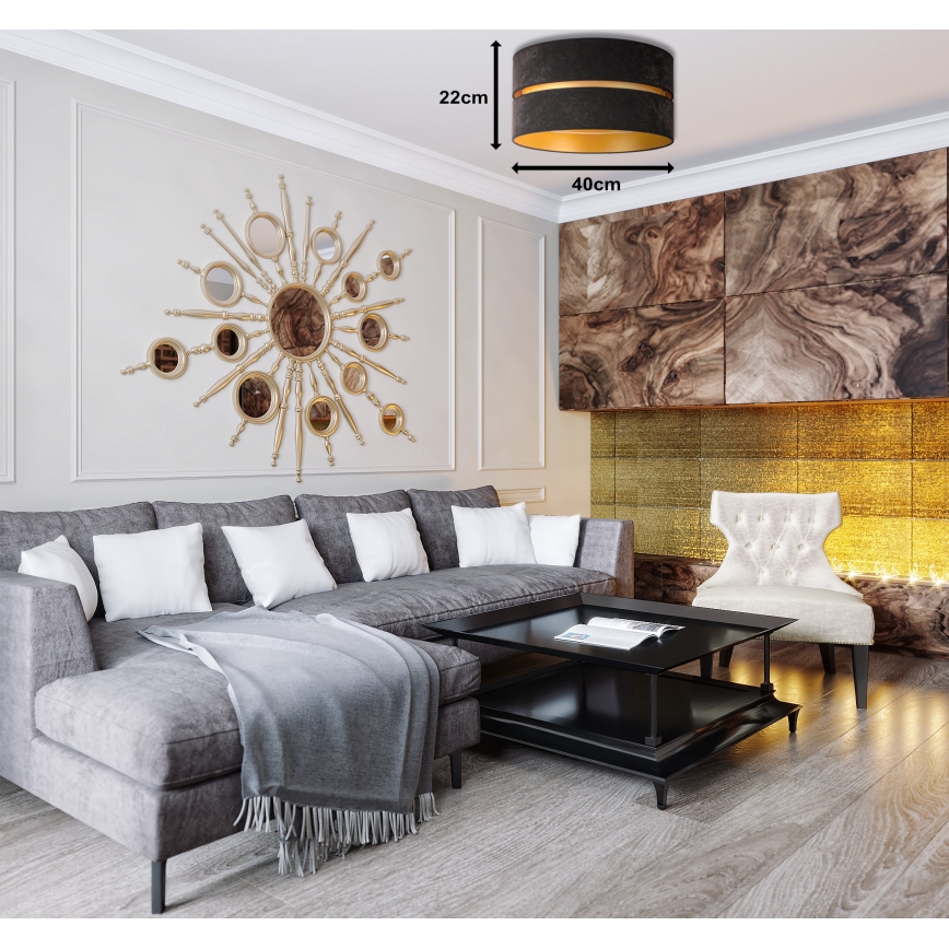 Duolla - Φωτιστικό οροφής DUO 1xE27/40W/230V διάμετρος 40 cm μαύρο/χρυσό