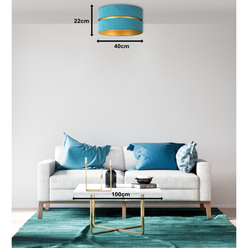Duolla - Φωτιστικό οροφής DUO 1xE27/40W/230V διάμετρος 40 cm τουρκουάζ/χρυσό