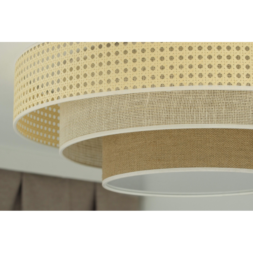 Duolla - Φωτιστικό οροφής LED LUNETA LED/26W/230V διάμετρος 60 cm 4000K rattan/μπεζ/καφέ
