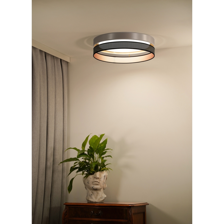 Duolla - Φωτιστικό οροφής LED ROLLER DUO SHINY LED/24W/230V διάμετρος 45 cm ασημί/μαύρο