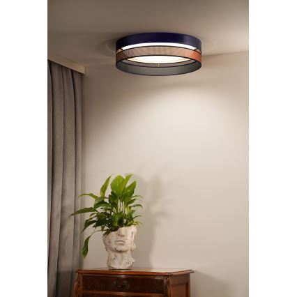 Duolla - Φωτιστικό οροφής LED ROLLER DUO SHINY LED/24W/230V διάμετρος 45 cm μπλε/χαλκός