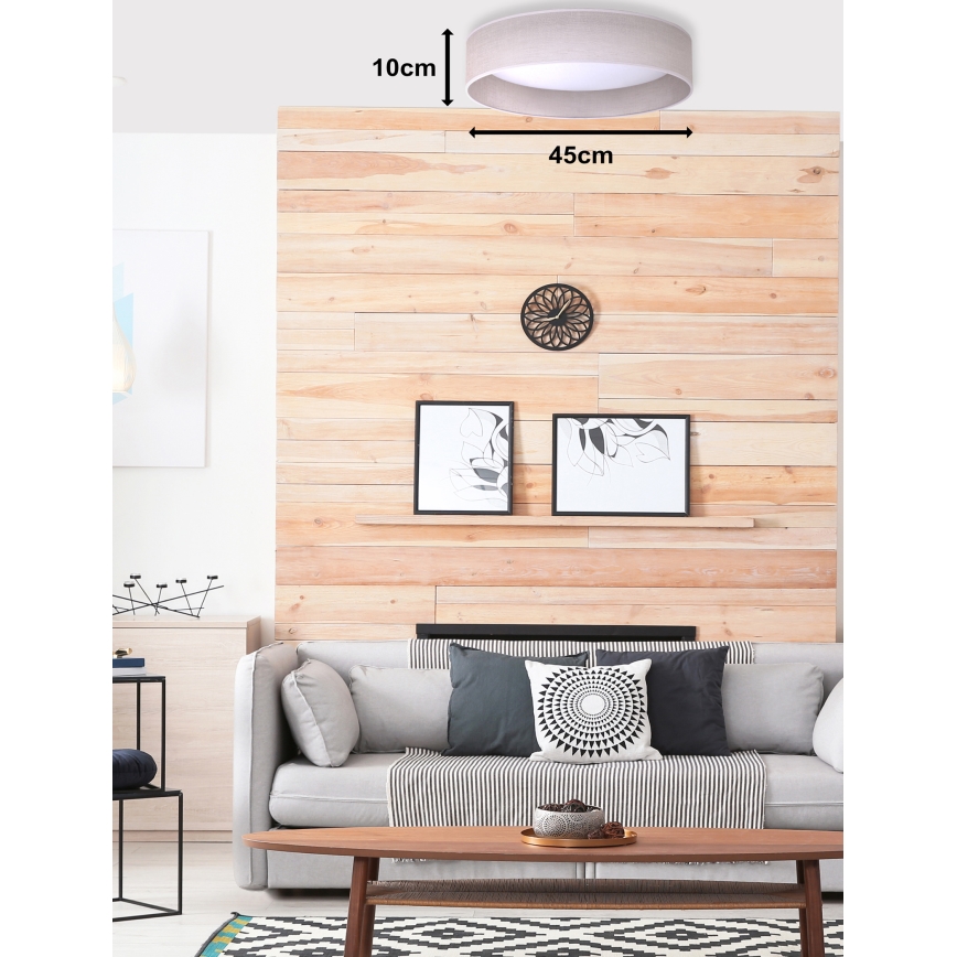 Duolla - Φωτιστικό οροφής LED ROLLER LED/24W/230V διάμετρος 45 cm ανοιχτό γκρι