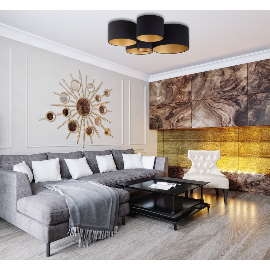 Duolla - Φωτιστικό οροφής ROLLER PENTO 5xE27/60W/230V μαύρο/χρυσαφί
