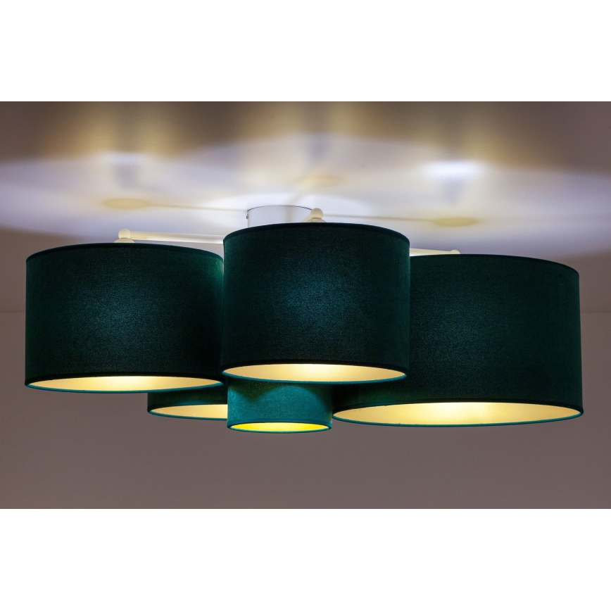 Duolla - Φωτιστικό οροφής ROLLER PENTO 5xE27/60W/230V πράσινο/χρυσαφί