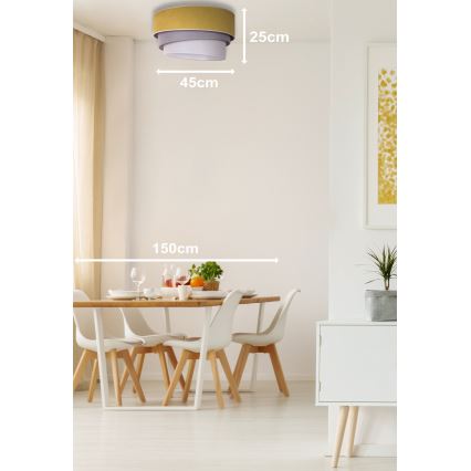 Duolla - Φωτιστικό οροφής TRIO 1xE27/15W/230V διάμετρος 45 cm κίτρινο/γκρι/λευκό