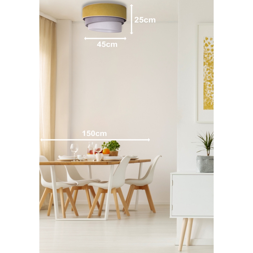 Duolla - Φωτιστικό οροφής TRIO 1xE27/15W/230V διάμετρος 45 cm κίτρινο/γκρι/λευκό