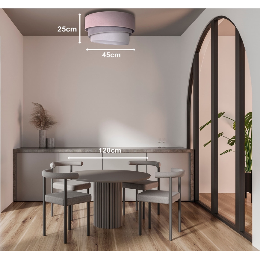 Duolla - Φωτιστικό οροφής TRIO 1xE27/15W/230V διάμετρος 45 cm ροζ/γκρι/λευκό