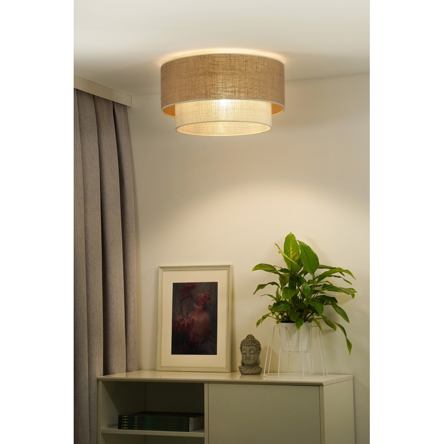 Duolla - Φωτιστικό οροφής YUTE BOHO 1xE27/15W/230V διάμετρος 45 cm καφέ/κρεμ