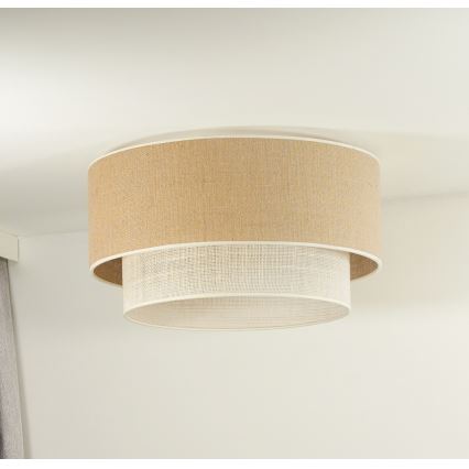 Duolla - Φωτιστικό οροφής YUTE BOHO 1xE27/15W/230V διάμετρος 45 cm καφέ/κρεμ