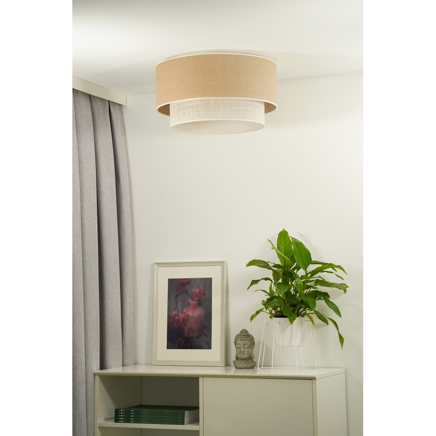 Duolla - Φωτιστικό οροφής YUTE BOHO 1xE27/15W/230V διάμετρος 45 cm καφέ/κρεμ