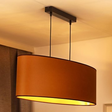 Duolla - Φωτιστικό οροφής με καλώδιο OVAL VEGAN 2xE27/15W/230V καφέ