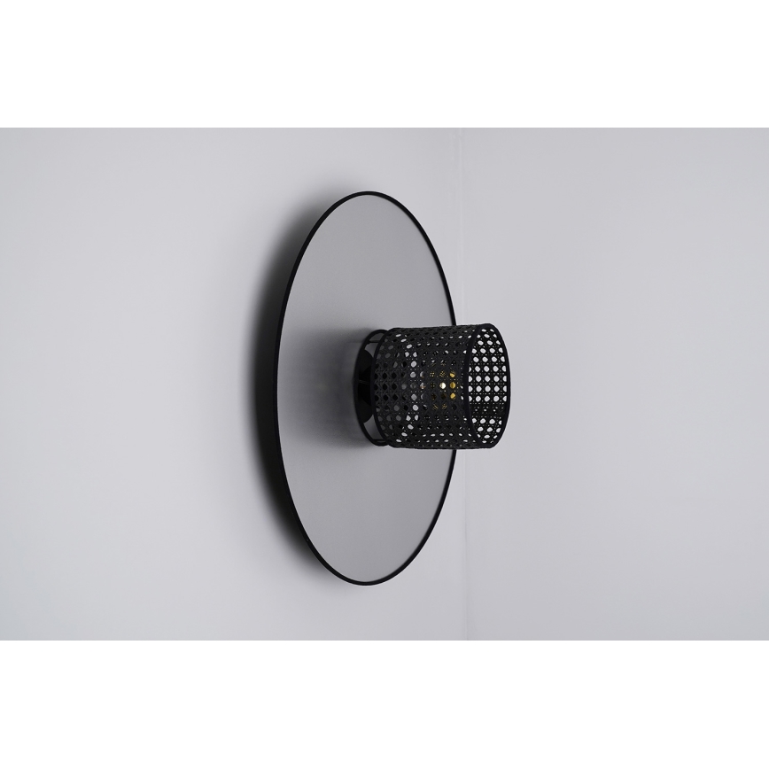 Duolla - Φωτιστικό τοίχου TOKYO RATTAN 1xE27/15W/230V διάμετρος 50 cm ασημί/μαύρο