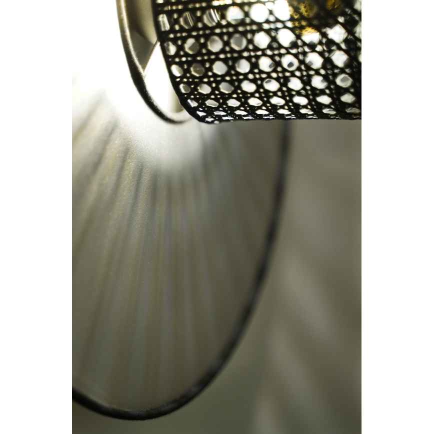 Duolla - Φωτιστικό τοίχου TOKYO RATTAN 1xE27/15W/230V διάμετρος 50 cm ασημί/μαύρο