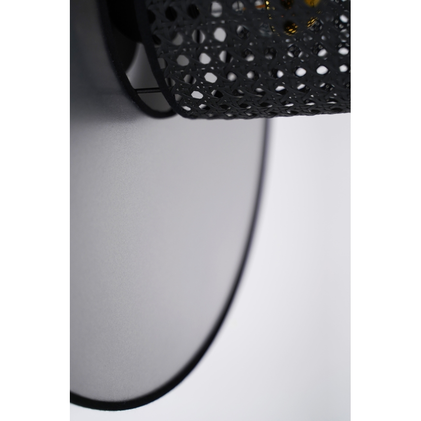 Duolla - Φωτιστικό τοίχου TOKYO RATTAN 1xE27/15W/230V διάμετρος 50 cm ασημί/μαύρο