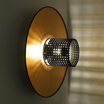 Duolla - Φωτιστικό τοίχου TOKYO RATTAN 1xE27/15W/230V διάμετρος 50 cm χρυσό/μαύρο