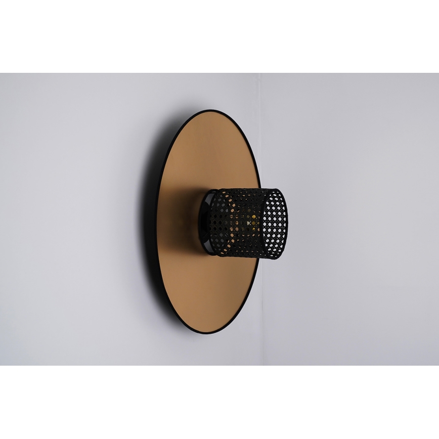 Duolla - Φωτιστικό τοίχου TOKYO RATTAN 1xE27/15W/230V διάμετρος 50 cm χρυσό/μαύρο