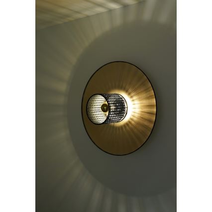 Duolla - Φωτιστικό τοίχου TOKYO RATTAN 1xE27/15W/230V διάμετρος 50 cm χρυσό/μαύρο