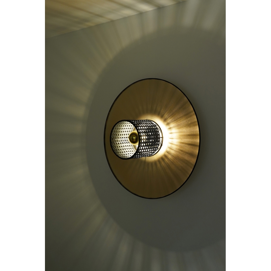 Duolla - Φωτιστικό τοίχου TOKYO RATTAN 1xE27/15W/230V διάμετρος 50 cm χρυσό/μαύρο