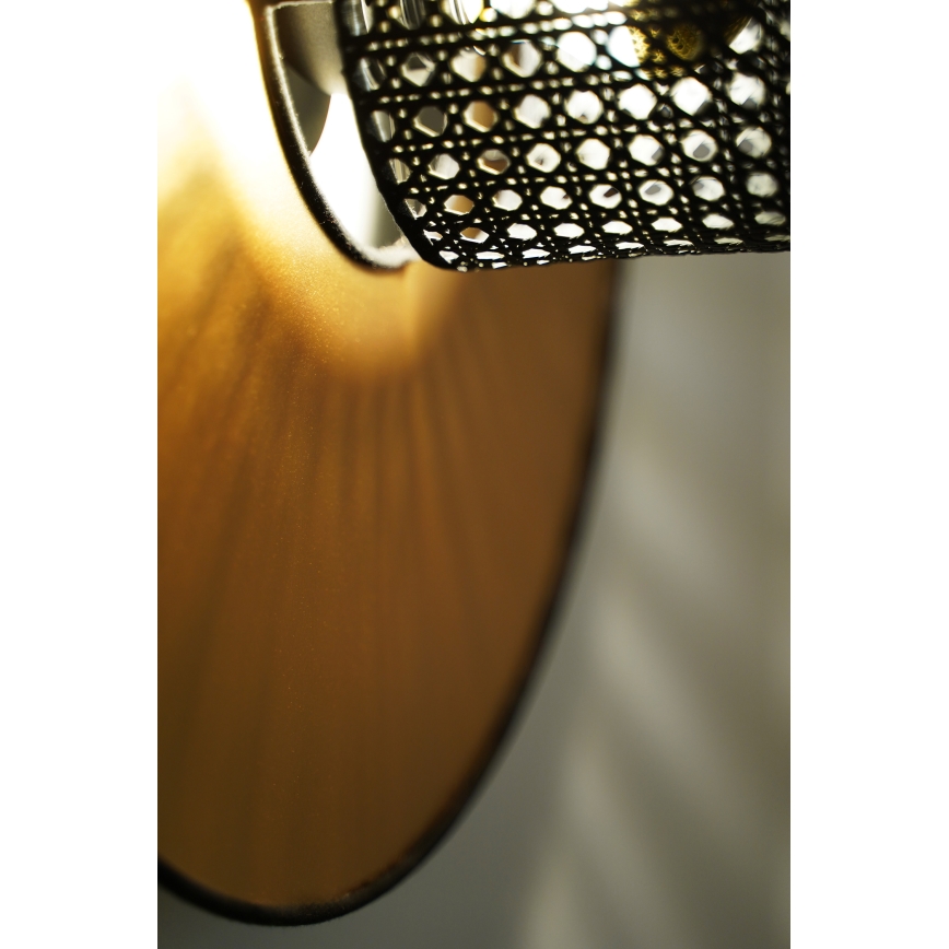 Duolla - Φωτιστικό τοίχου TOKYO RATTAN 1xE27/15W/230V διάμετρος 50 cm χρυσό/μαύρο