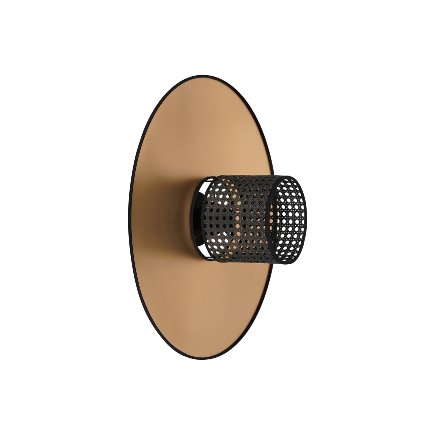 Duolla - Φωτιστικό τοίχου TOKYO RATTAN 1xE27/15W/230V διάμετρος 50 cm χρυσό/μαύρο