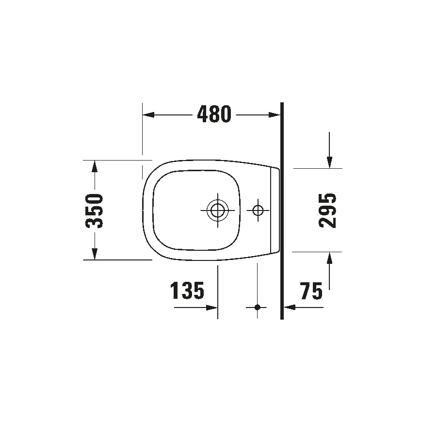 Duravit 22371500002 - Επιτοίχιος μπιντές D-CODE από κεραμικό, γυαλιστερό λευκό