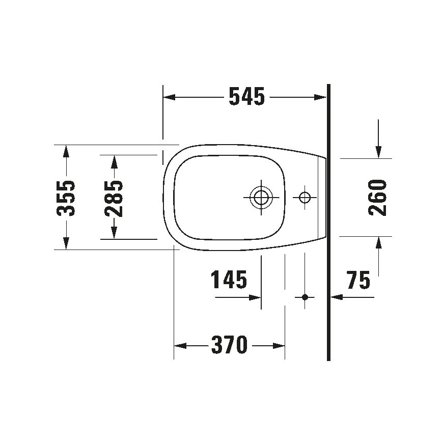 Duravit 22571500002 - Επιτοίχιο μπιντέ D-CODE, κεραμικό, γυαλιστερό λευκό